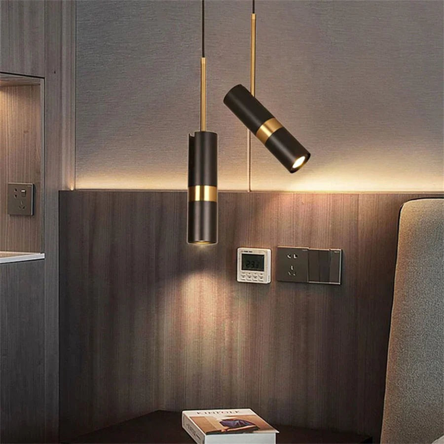 Lightigious™ – Black & Gold Movable Cylinder Pendant Light