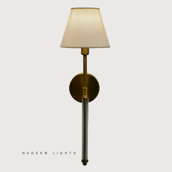 Lightigious™ – Aurora Imported Brass Wall Sconce with Fabric Shade