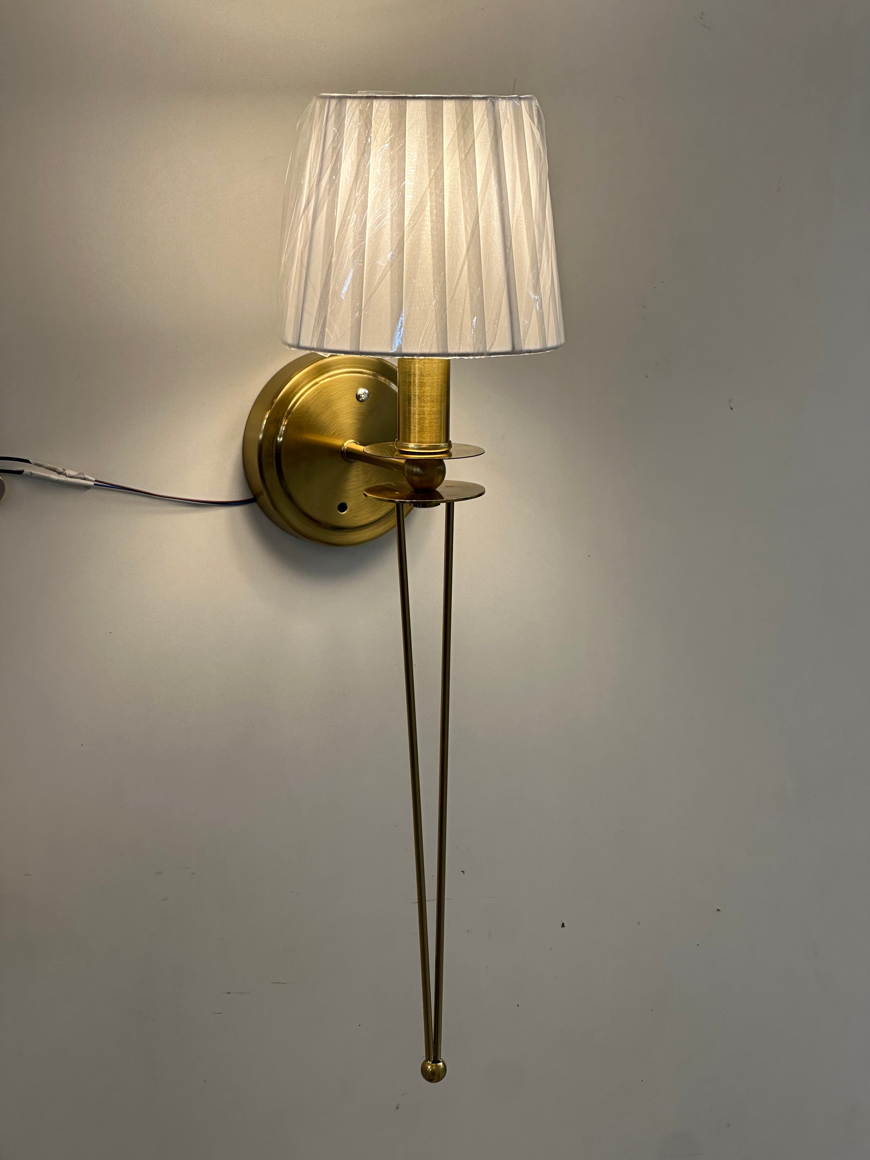 Lightigious™ – Imported Twilight Prism Brass Wall Sconce with Fabric Shade
