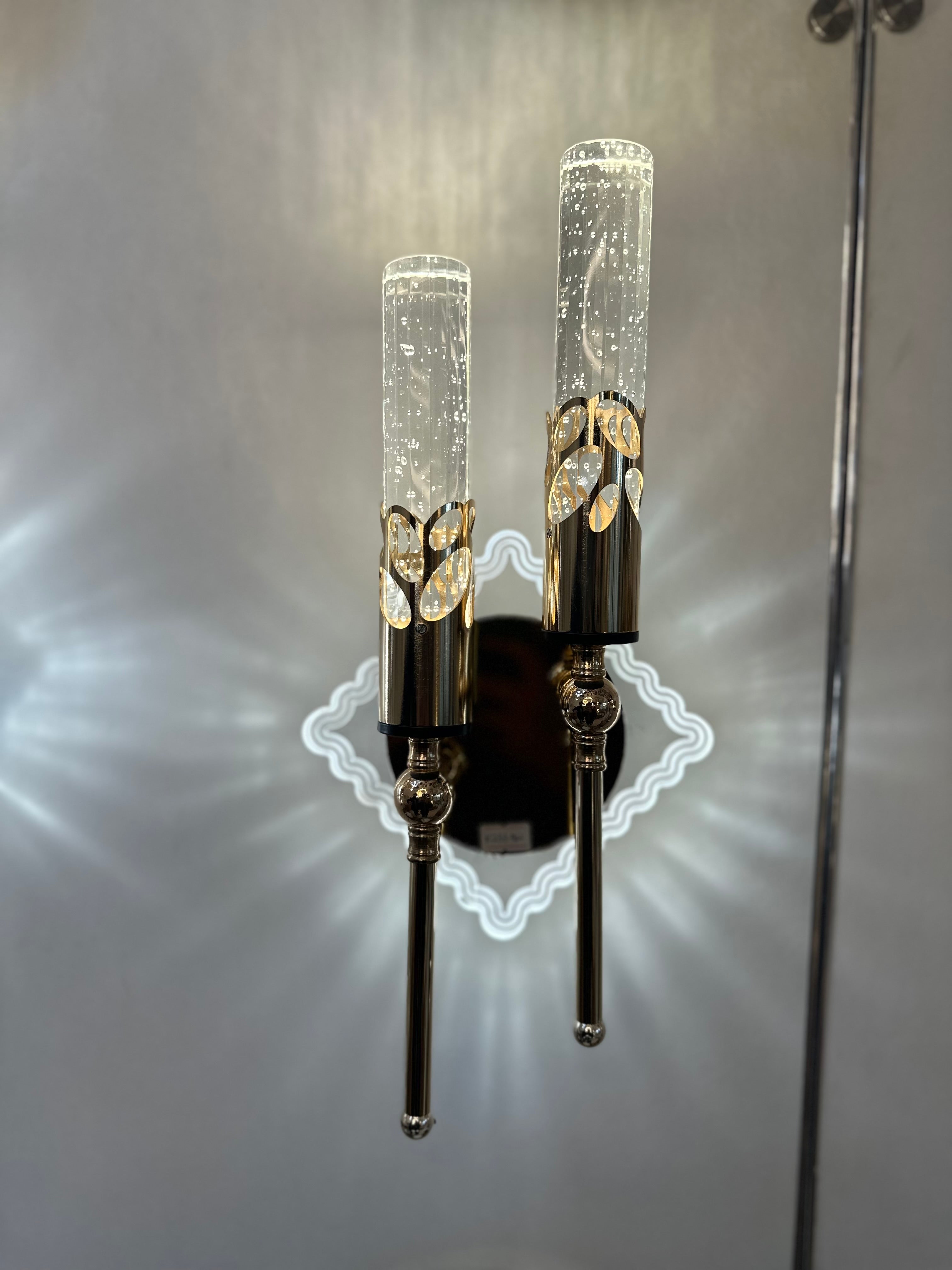 Lightigious™ - Linear Crystal Shade Wall Lamp, Gold & Clear Multi-Color LED Wall Light