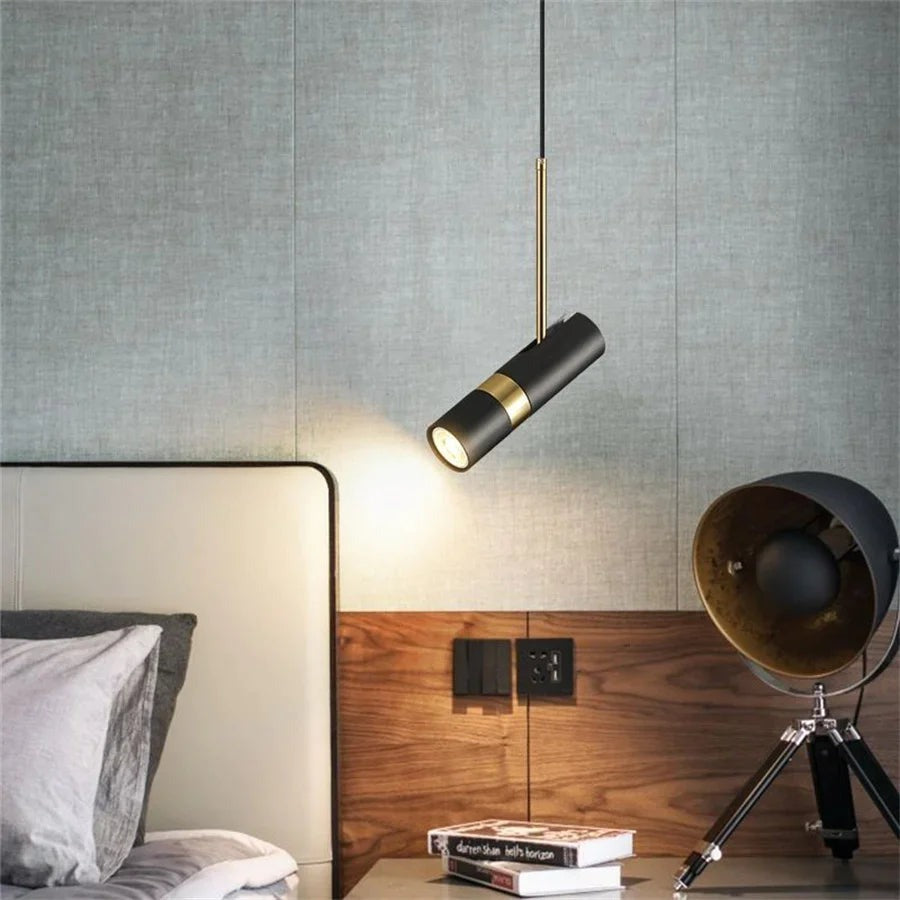 Lightigious™ – Black & Gold Movable Cylinder Pendant Light