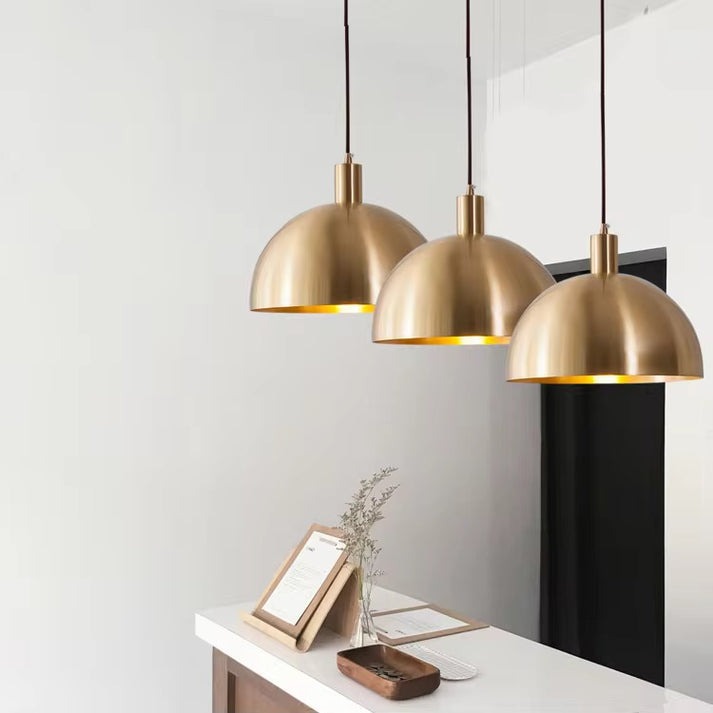 Lightigious™ – Mid-Century Brass Dome Pendant Light