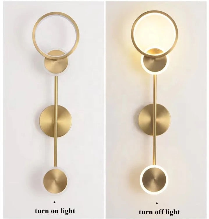 Lightigious™ - Modern LED Ring Wall Light, Brass Finish, Iron & Acrylic Construction