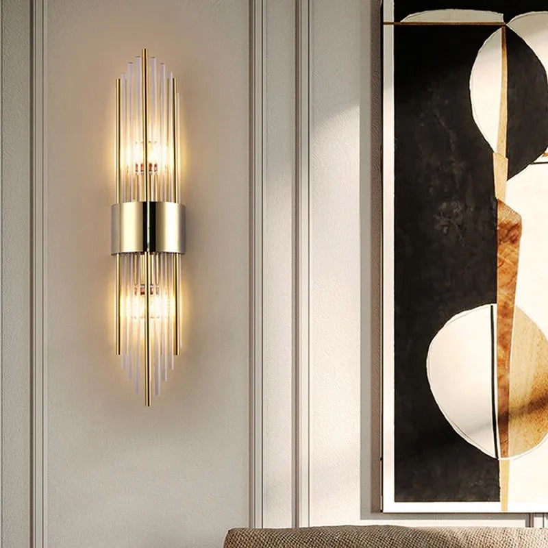 Lightigious™ - Crystal Wall Light, Gold Antique/Black with White Glass, LED Wall Lamp