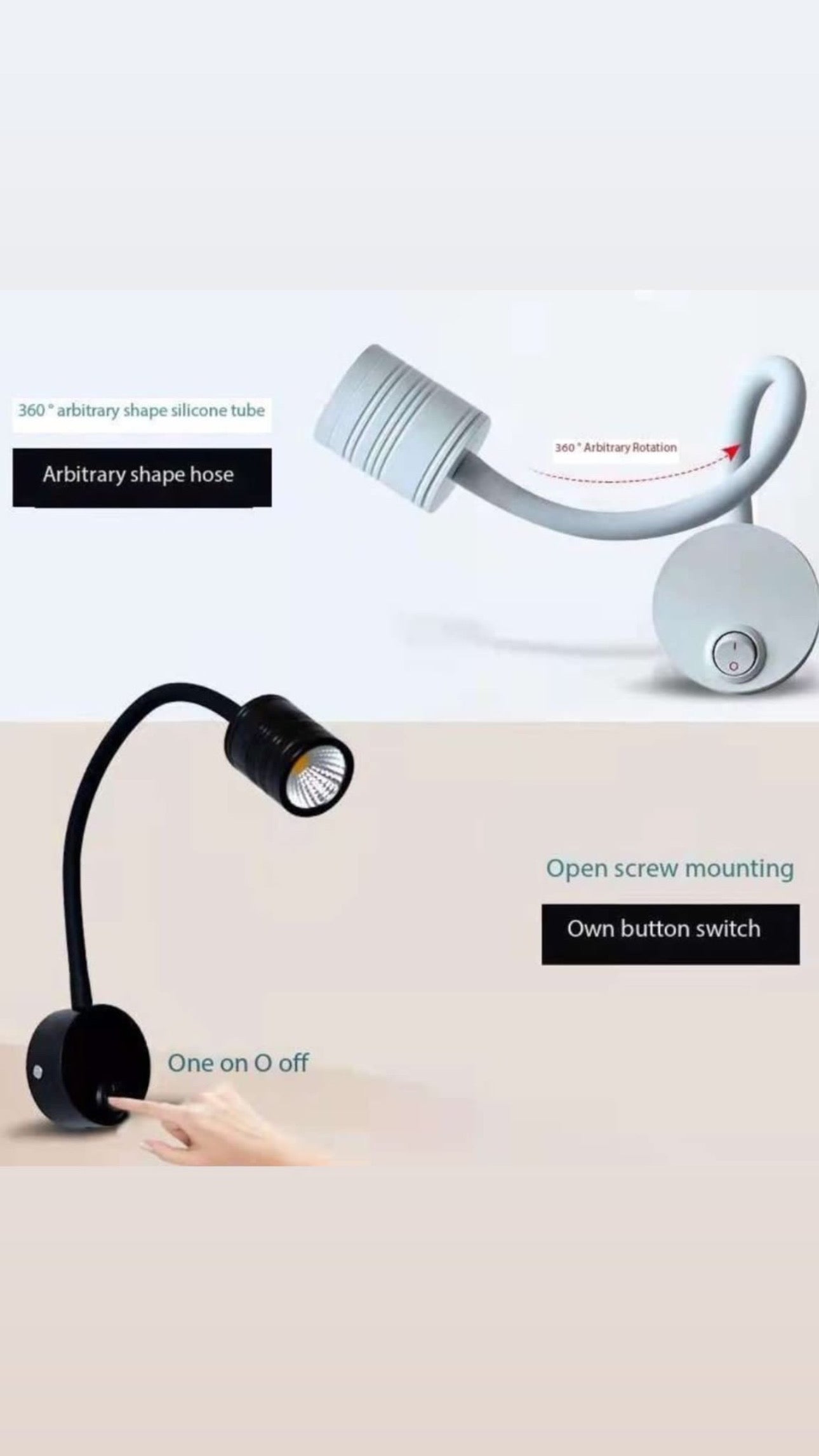 Lightigious™ - Movable Spring COB Wall Light, Black, Adjustable LED