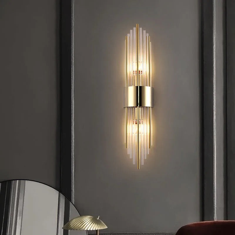 Lightigious™ - Crystal Wall Light, Gold Antique/Black with White Glass, LED Wall Lamp