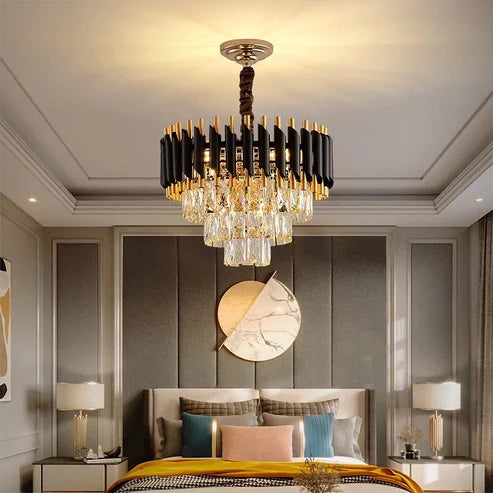 Lightigious™ - Minimalist Modern  Gold Black Crystal Chandelier
