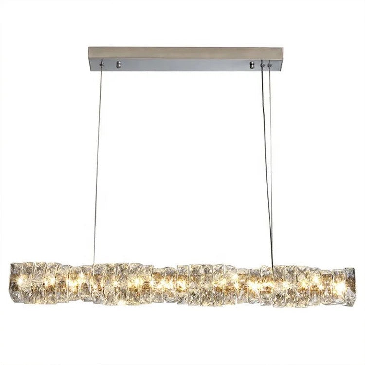 Lightigious K9 Crystal Strip Pendant warm white glow dining room