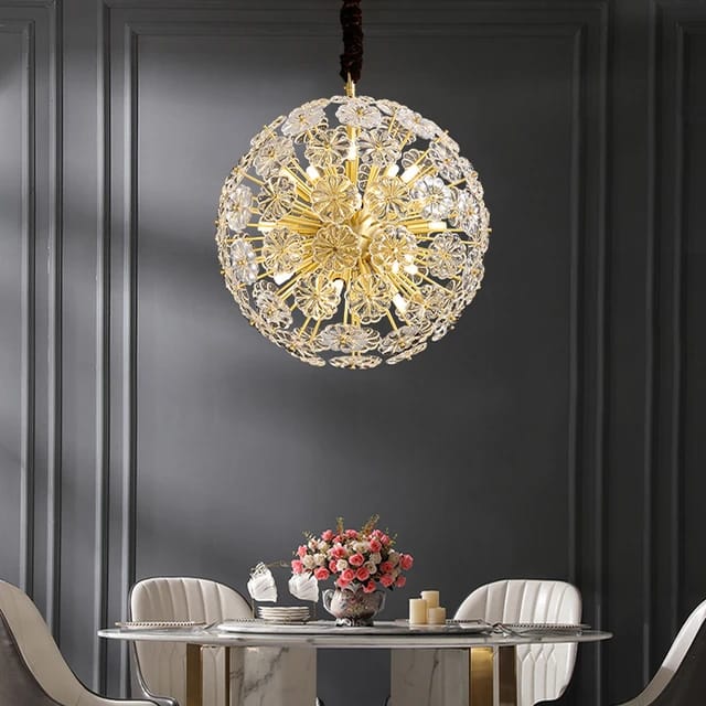 Lightigious Ball Chandelier close-up acrylic sphere crystal detail