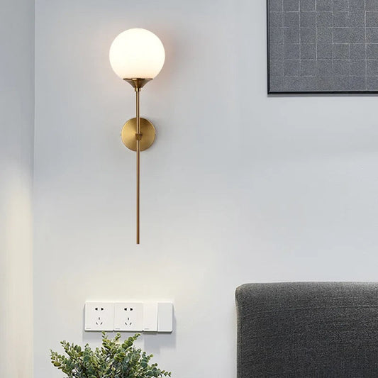 Lightigious™ - Modern Globe Wall Light, Milky & Amber Glass, E27 Holder