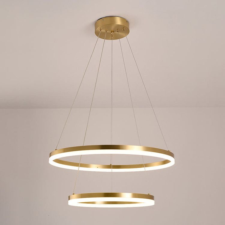 Lightigious™ - Double Ring LED Chandelier (Modern Acrylic Circle, Golden Finish)