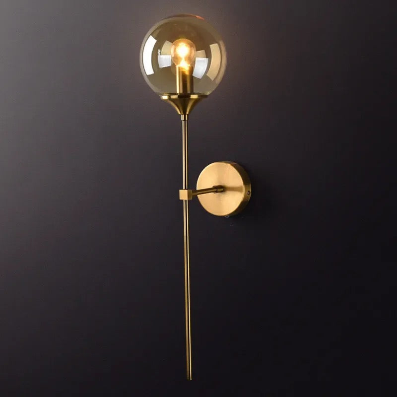 Lightigious™ - Modern Globe Wall Light, Milky & Amber Glass, E27 Holder