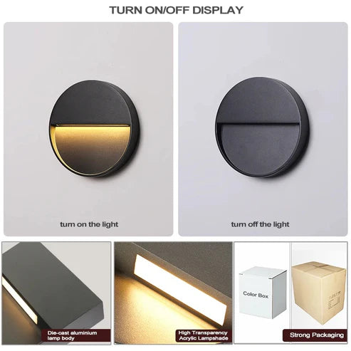 Lightigious™ -  Modern 6W Round Outdoor Wall Step Light for Villas and Stairs