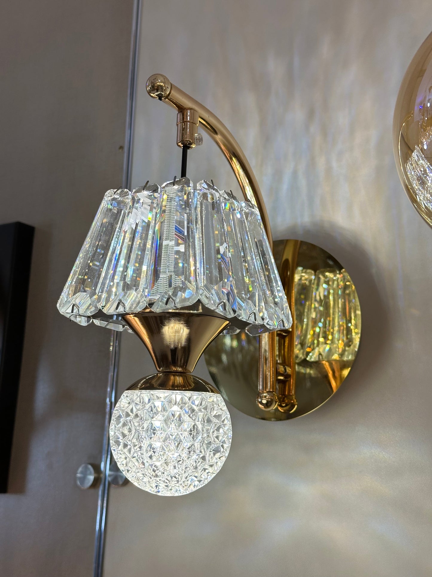 Lightigious™ - Crystal Wall Light, Gold Finish with White Glass and LED, SMD 3-Color Option