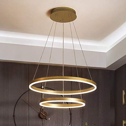 Lightigious™ - Double Ring LED Chandelier (Modern Acrylic Circle, Golden Finish)
