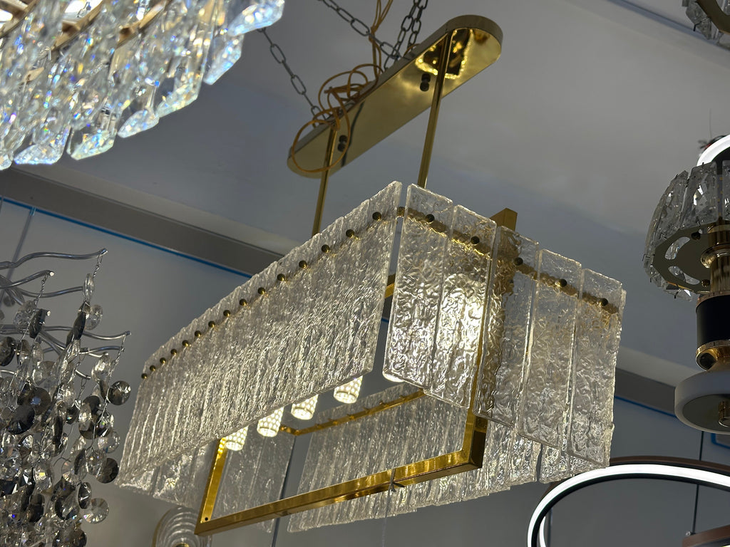 Lightigious™ - Crystal Rectangular Chandelier (Golden Finish, Warm White LED/Filament)