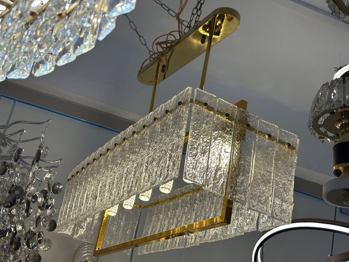 Lightigious™ - Crystal Rectangular Chandelier (Golden Finish, Warm White LED/Filament)