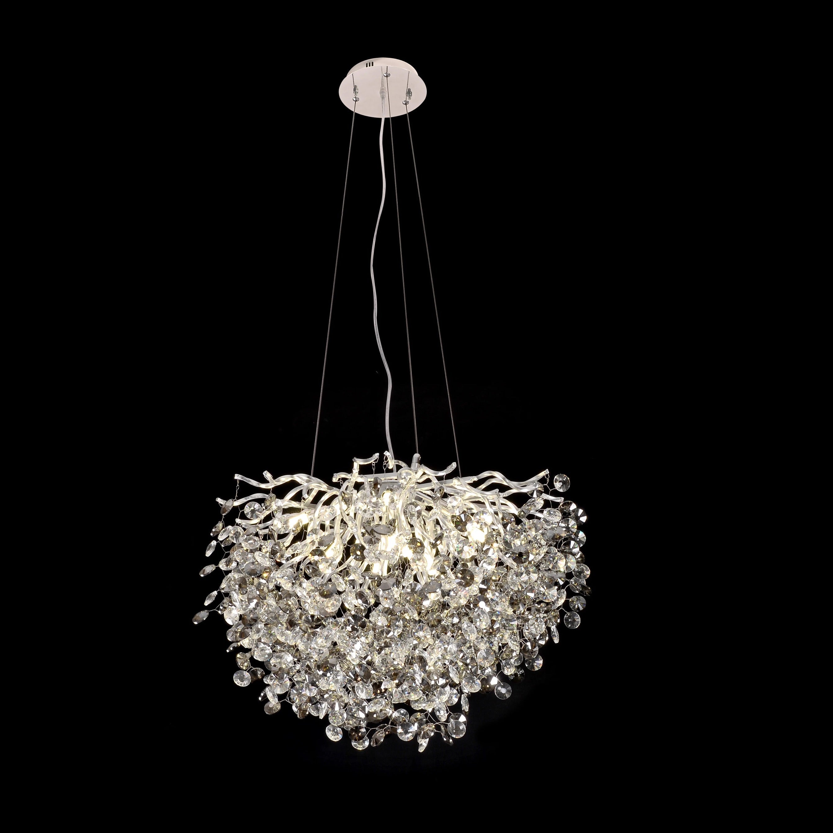 Lightigious Smoked Grey Crystal Beaded Chandelier aluminium G9 D800mm main view