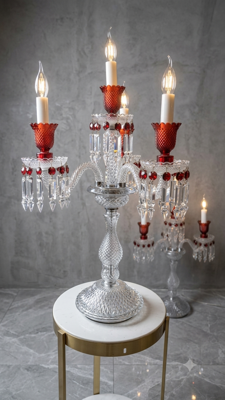 Lightigious | • The Baccarat Zenith Ruby Candelabra Lamp