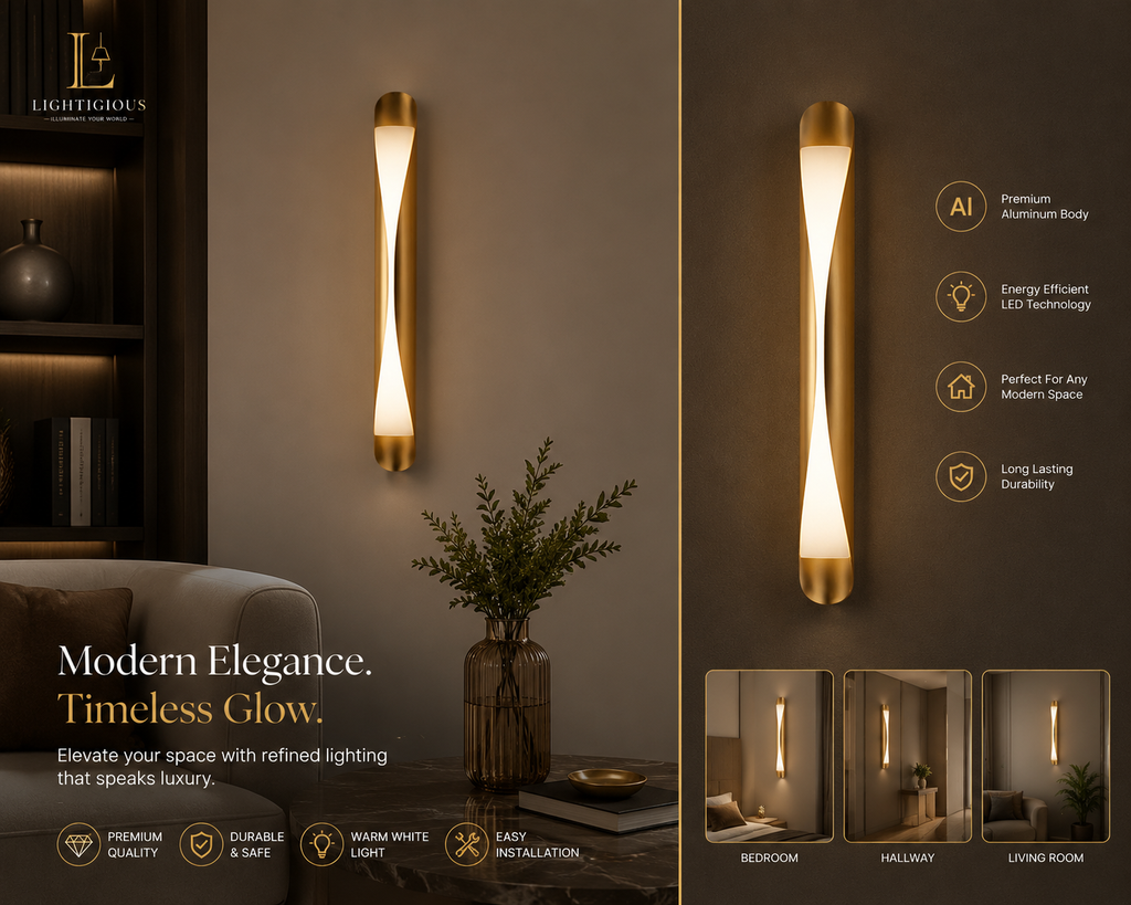 Lightigious™ Stiletto Gold Sconce – Slim Vertical LED Wall Light