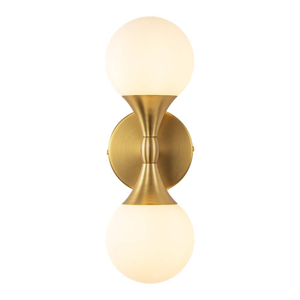 Lightigious™ - Frosted White Opal Globe Gold 2-Light Wall Sconce