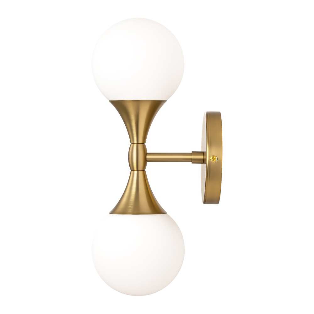Lightigious™ - Frosted White Opal Globe Gold 2-Light Wall Sconce