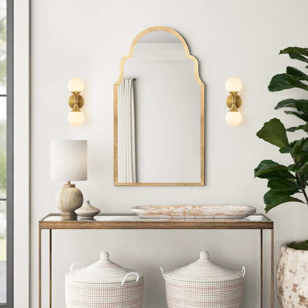 Lightigious™ - Frosted White Opal Globe Gold 2-Light Wall Sconce