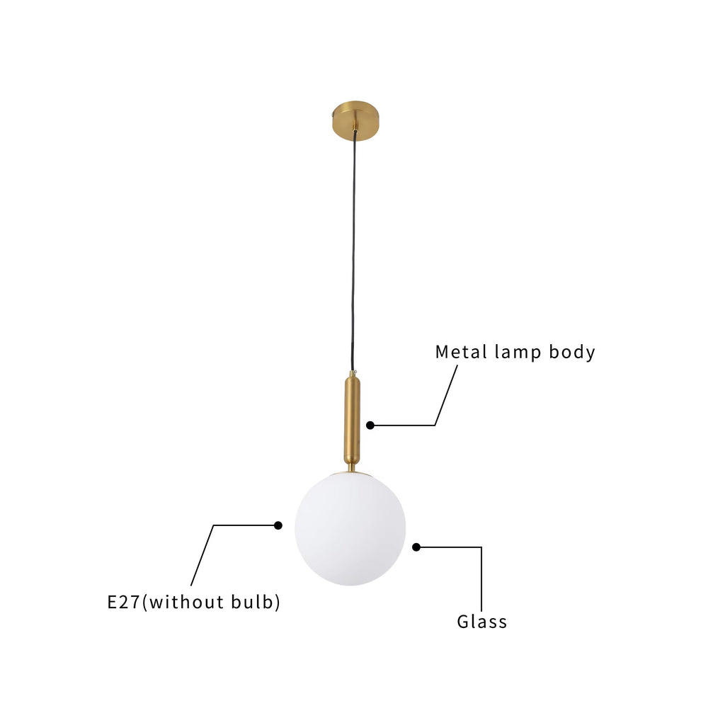 Lightigious Globe Pendant - gold frame clear glass shade lit