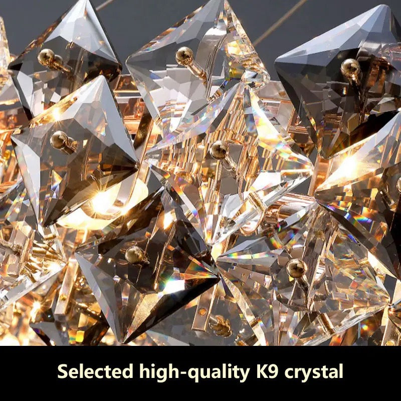 Lightigious™ - Gold Grey Round Crystal Chandelier (Modern Postmodern Design, LED)