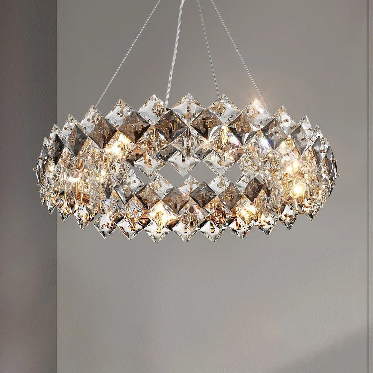 Lightigious™ - Gold Grey Round Crystal Chandelier (Modern Postmodern Design, LED)