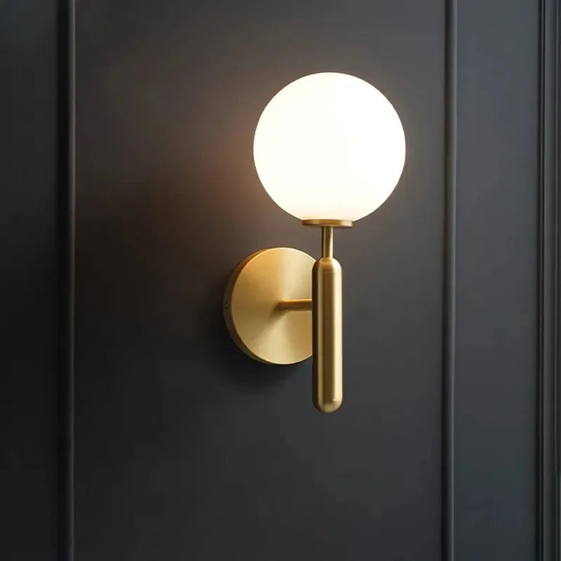 Lightigious™ - Luxury Globe Nordic Wall Light, Golden Antique with Milky White Glass