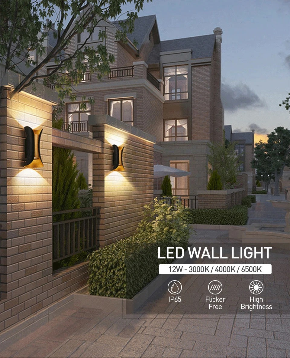 Lightigious™ - LED Black Golden Outdoor Wall Light (10W, IP65 Waterproof)