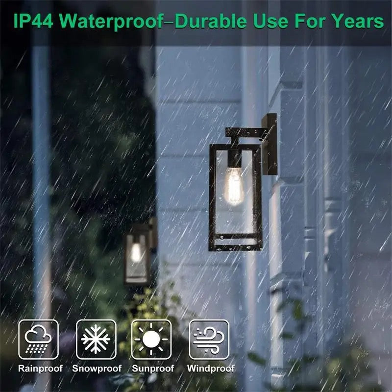Lightigious™ - Modern Square Outdoor Wall Lantern, Black, IP65, E27 LED