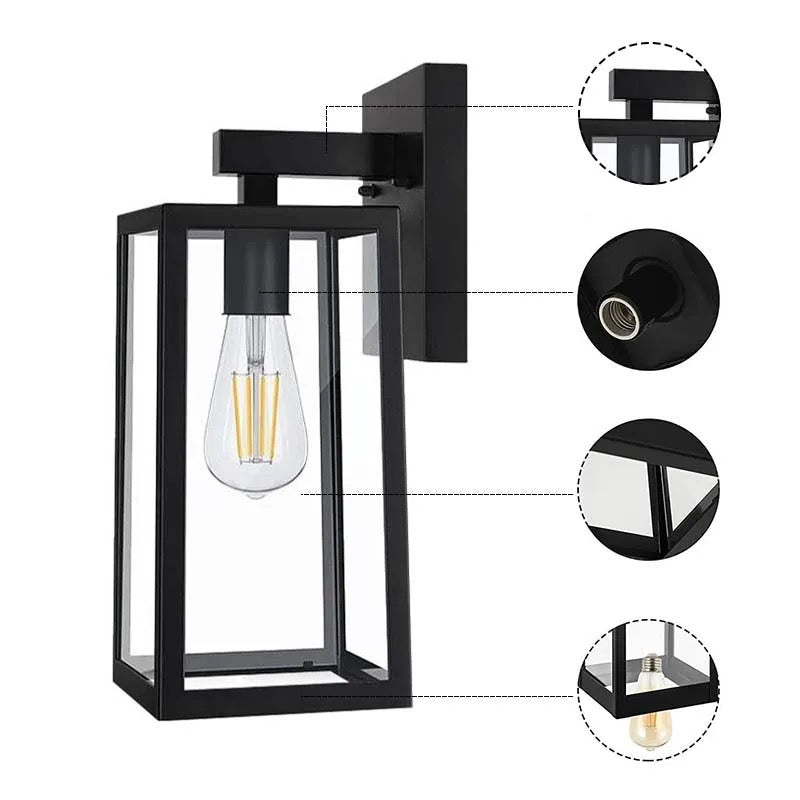 Lightigious™ - Modern Square Outdoor Wall Lantern, Black, IP65, E27 LED