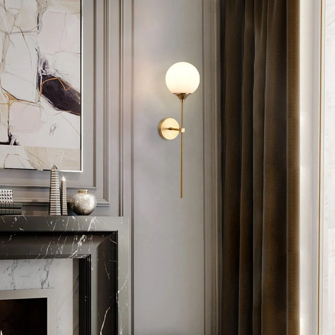 Lightigious™ - Modern Globe Wall Light, Milky & Amber Glass, E27 Holder