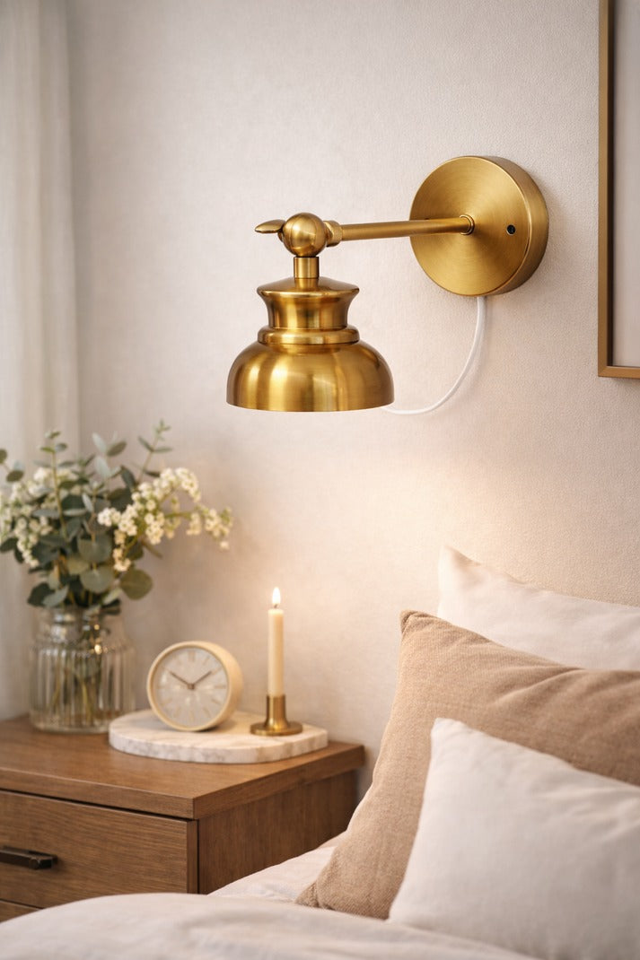 Lightigious™ Heritage Mini Dome Wall Lamp – Elegant Brushed Brass Lighting