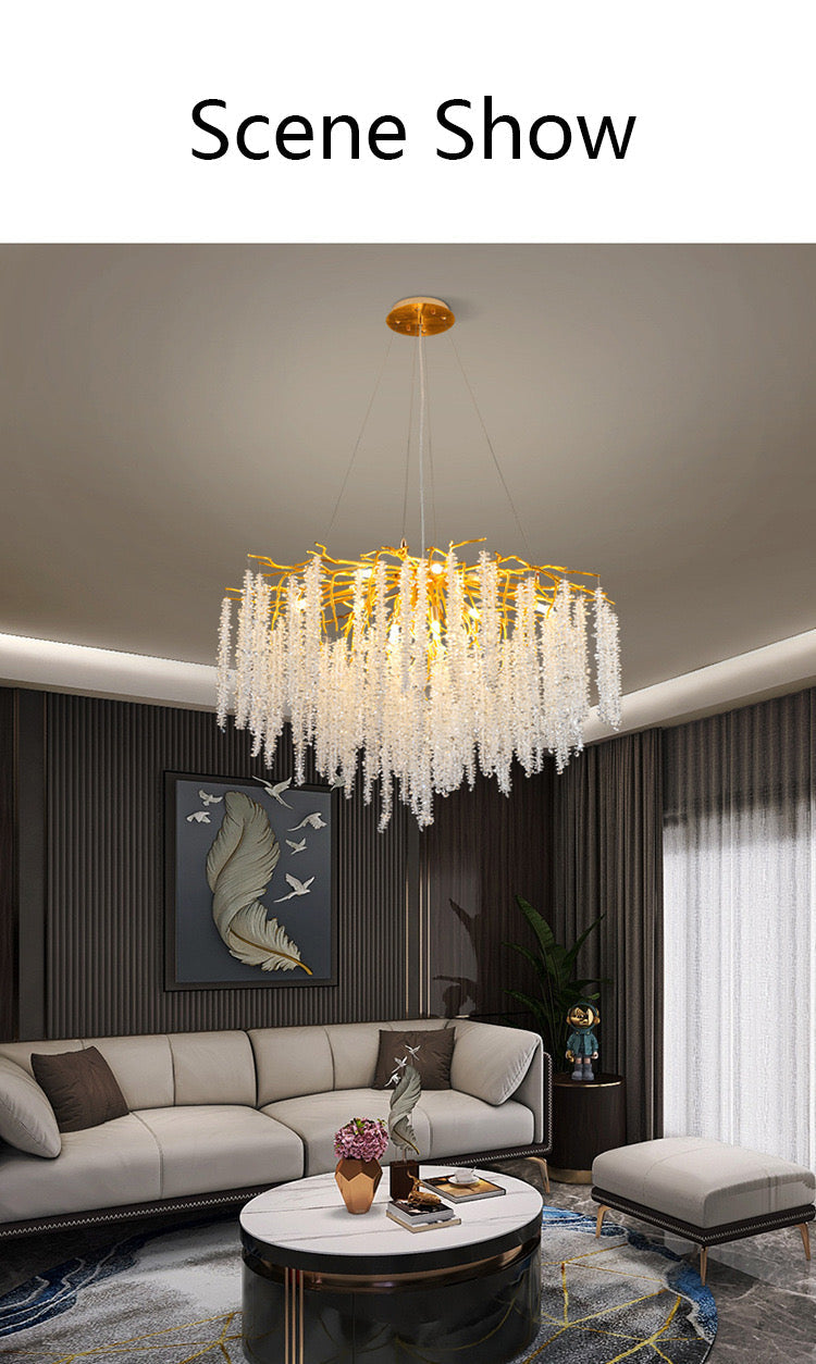 Lightigious Crystal Beats Chandelier installed ceiling lifestyle shot