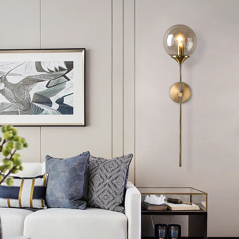 Lightigious™ - Modern Globe Wall Light, Milky & Amber Glass, E27 Holder