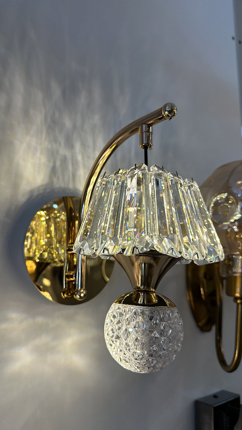 Lightigious™ - Crystal Wall Light, Gold Finish with White Glass and LED, SMD 3-Color Option