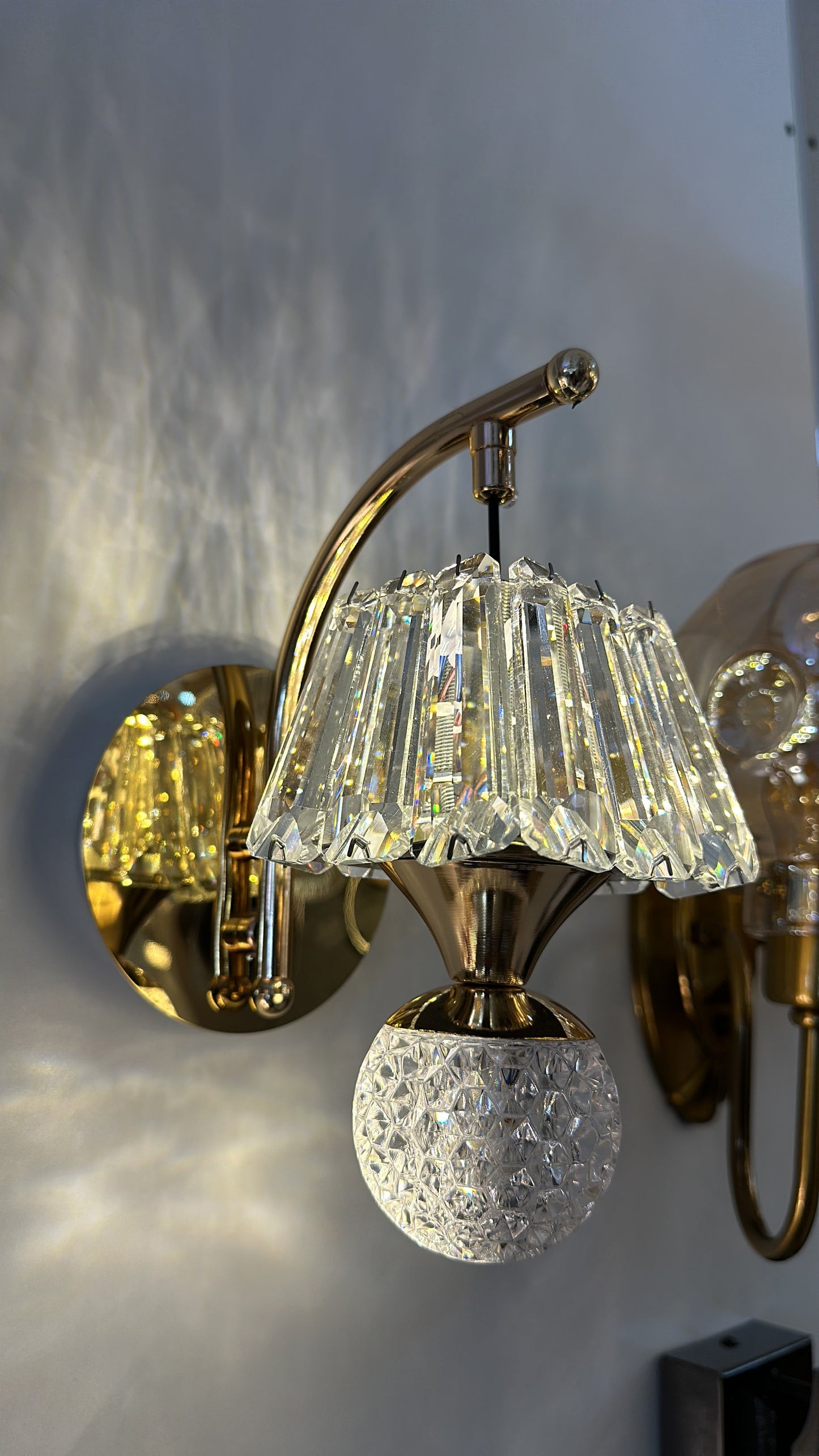 Lightigious™ - Crystal Wall Light, Gold Finish with White Glass and LED, SMD 3-Color Option