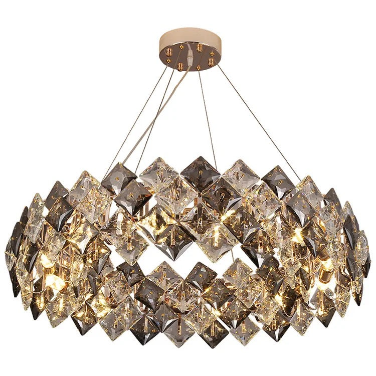 Lightigious™ - Gold Grey Round Crystal Chandelier (Modern Postmodern Design, LED)