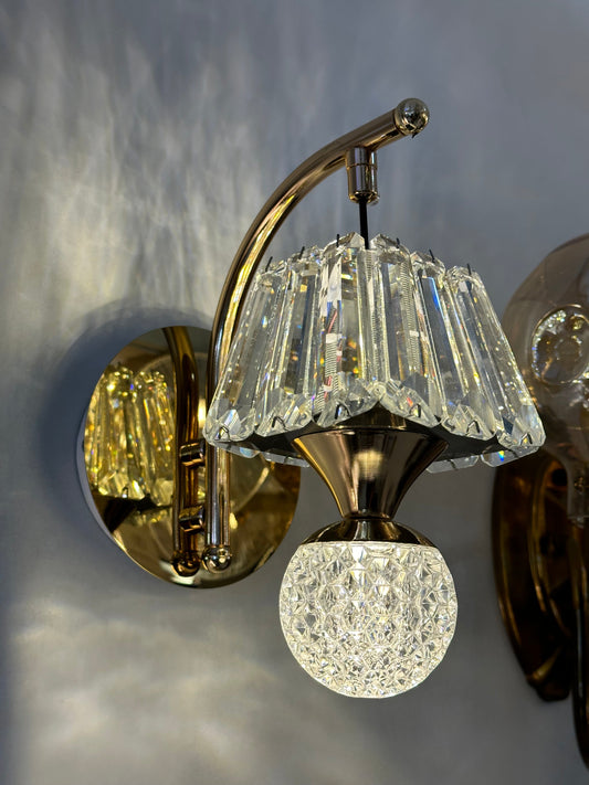 Lightigious™ - Crystal Wall Light, Gold Finish with White Glass and LED, SMD 3-Color Option