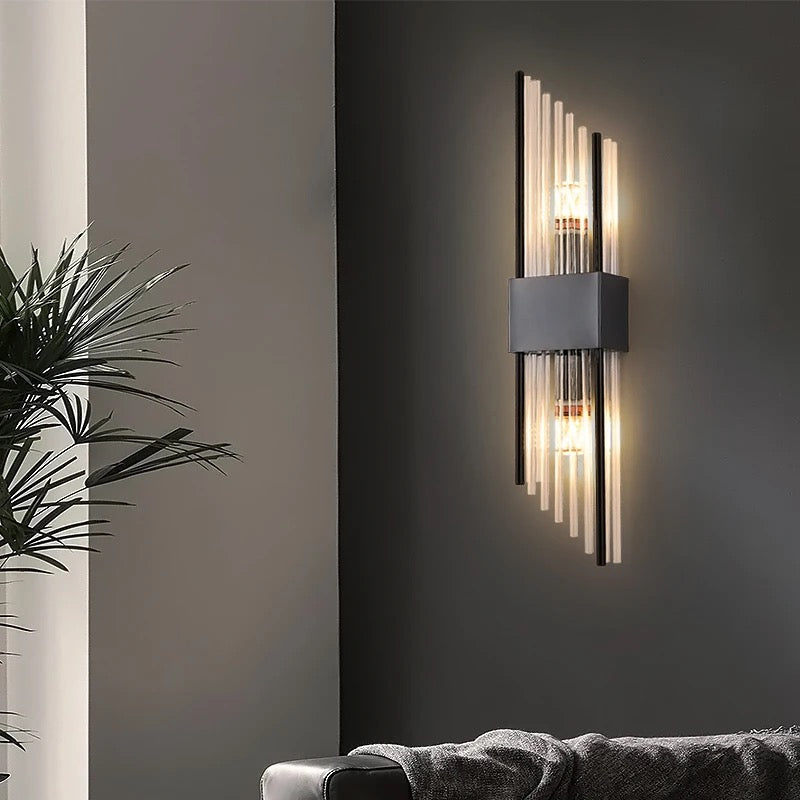 Lightigious™ - Crystal Wall Light, Gold Antique/Black with White Glass, LED Wall Lamp