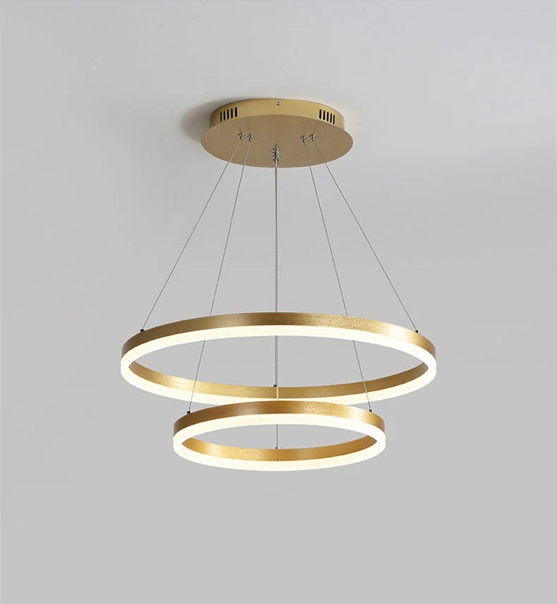 Lightigious™ - Double Ring LED Chandelier (Modern Acrylic Circle, Golden Finish)
