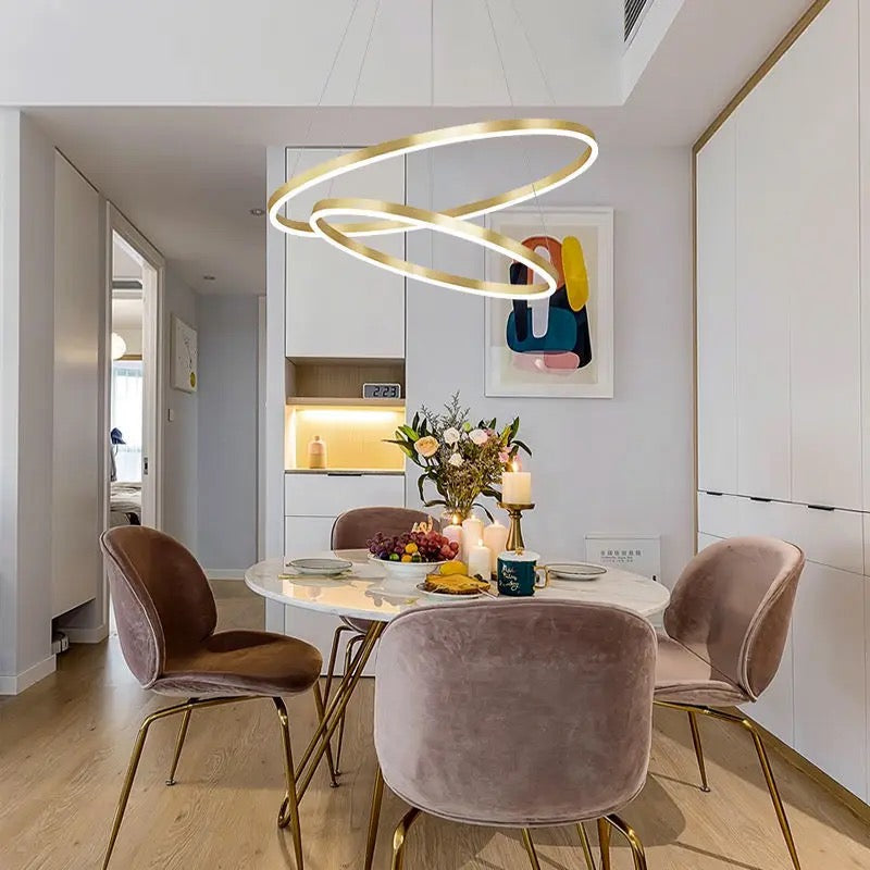 Lightigious™ - Double Ring LED Chandelier (Modern Acrylic Circle, Golden Finish)
