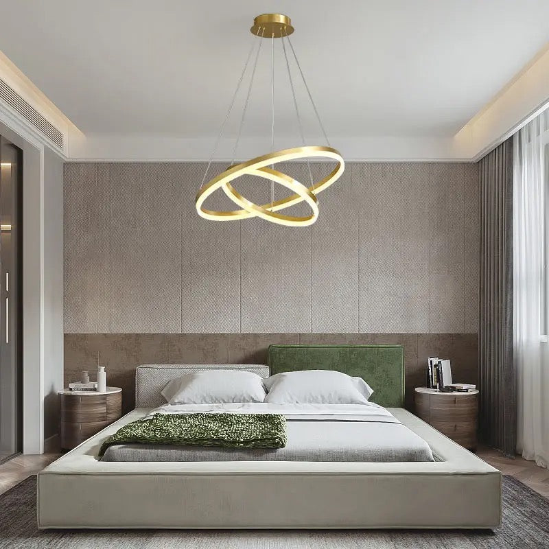 Lightigious™ - Double Ring LED Chandelier (Modern Acrylic Circle, Golden Finish)
