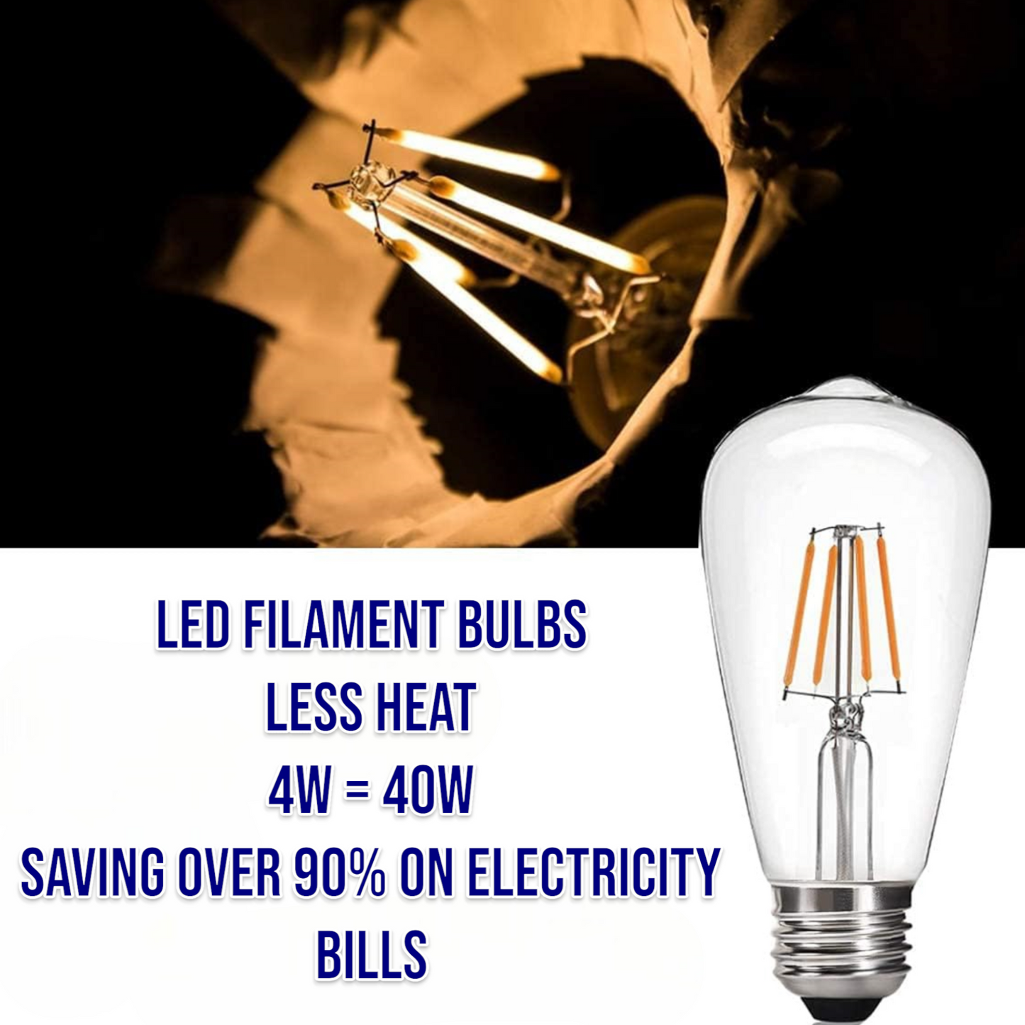 Lightigious™ - 4W Warm , White Vintage LED Edison Bulb With E27 Base
