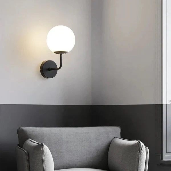 Lightigious™ - Round Globe Glass Wall Light Lamp in Brass Antique and Black
