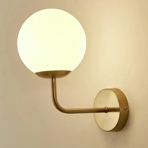 Lightigious™ - Round Globe Glass Wall Light Lamp in Brass Antique and Black