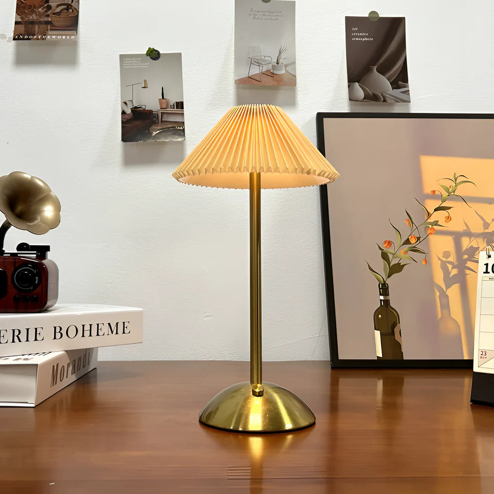 Lightigious™ - Modern Cordless Metal Lamp – Pleated Shade